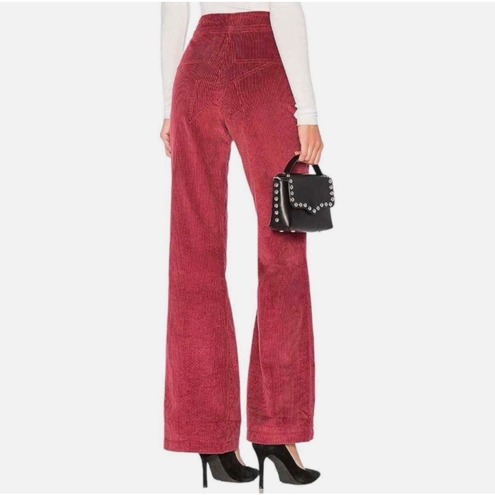 House of Harlow 1960 x REVOLVE Emmy Corduroy Pants Berry Red Wide Leg Boho Small